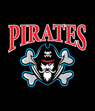 Pirate head mascot.Black pirate logo template design. Vector illustration.のイラスト素材