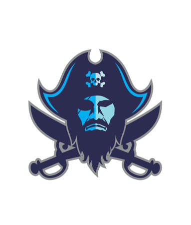 Pirate head mascot.Black pirate logo template design. Vector illustration.のイラスト素材
