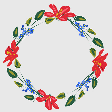 Round flower frame. Vector illustration for postcards, design, ads, posters, advertisingのイラスト素材