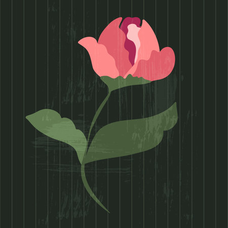 Pink rose on a vintage textured dark green background. Floral vector illustration for greeting cards, wedding invitations, social media and more design.のイラスト素材