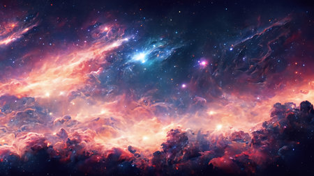 Nebula and galaxies in outer space. Science fiction wallpaper.の素材