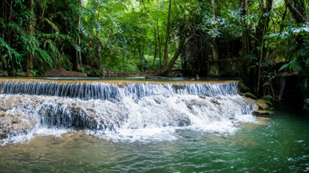 Huay Mae Kamin waterfall in Kanchanaburi, Thailandの素材
