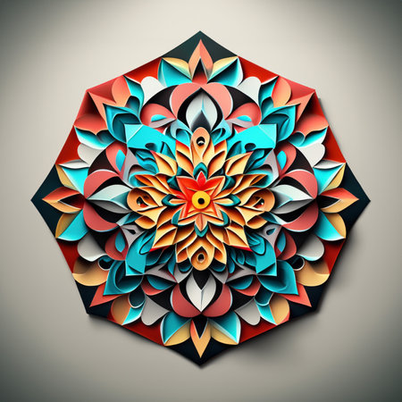 Colorful mandala on a gray background. Vector illustration for your designの素材