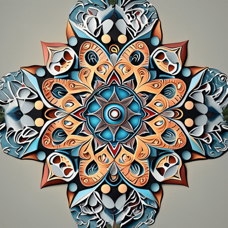 Colorful kaleidoscope pattern, symmetrical, intricate and colorfulの素材