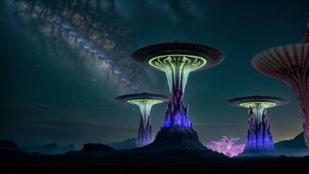 Fantasy alien planet. 3d rendering. Computer digital drawing.の素材