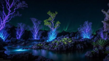 Aurora borealis at night in the park, Thailand.の素材