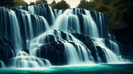 Beautiful waterfall in the forest,Tad Mok waterfall, Kanchanaburi, Thailandの素材