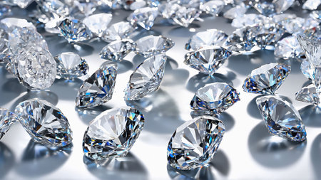 diamonds on a white background. 3D rendered illustration.の素材