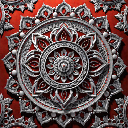 3D rendering of plastic background with embossed fractal on leatherの素材