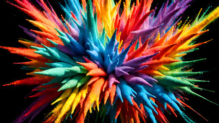 abstract colorful background of a multi-colored explosion on a black backgroundの素材