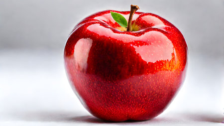 Red apple on a white background. Close-up, selective focus.の素材