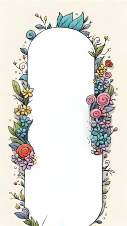 Floral frame with place for your text. Vector hand drawn illustration.の素材