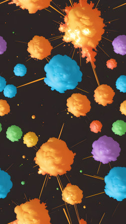 3d illustration of colorful clouds on a black background. 3d renderingの素材