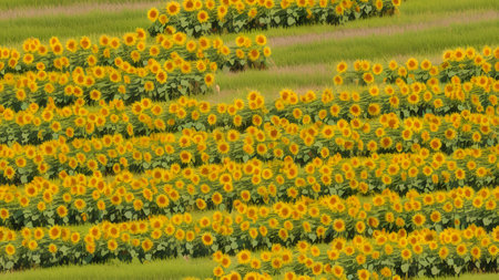 Field of sunflowers in the Tuscany region, Italyの素材