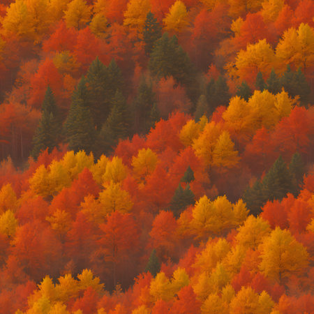 Autumn forest with red, orange and yellow leaves. 3d renderingの素材