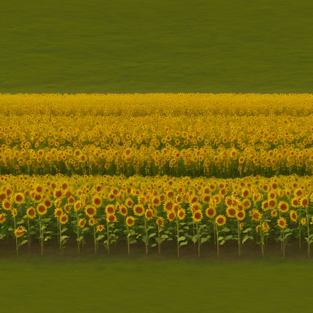 Sunflowers in the field. Agricultural landscape. 3D renderingの素材