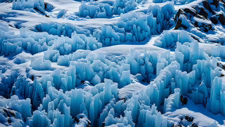 Ice formations in Lake Baikal in winter, Siberia, Russiaの素材