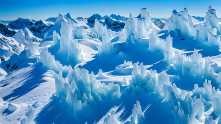 Frozen icebergs in the winter mountains. Beautiful winter landscape.の素材