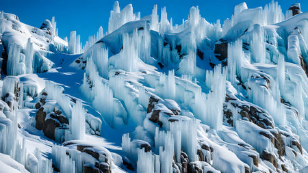 Ice formations in Lake Baikal in winter, Siberia, Russiaの素材
