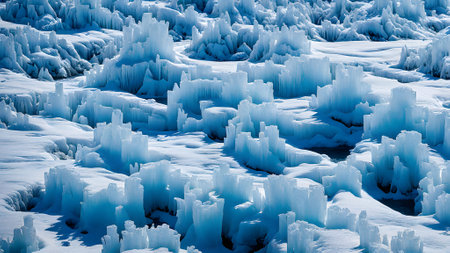 Ice formations in Lake Baikal in winter, Siberia, Russiaの素材