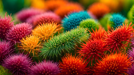 Colorful of artificial thistle flower in the market, Thailand.の素材