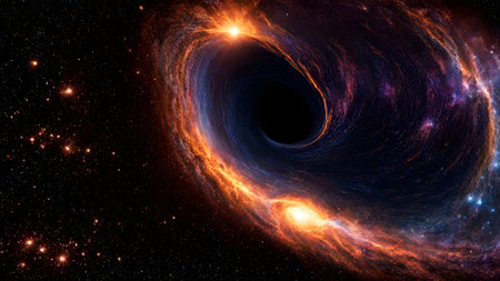 Black hole in space, computer generated abstract background, 3D renderingの素材