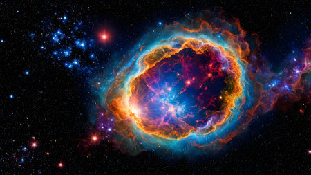 Nebula and stars in outer space showing the beauty of space exploration.の素材