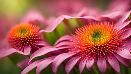 Purple Echinacea flowers in the garden. close upの素材