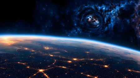 Earth from space showing all the beauty of space exploration. 3D renderingの素材
