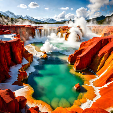 Grand Canyon of the Yellowstone in Yellowstone National Park, Wyoming, USAの素材