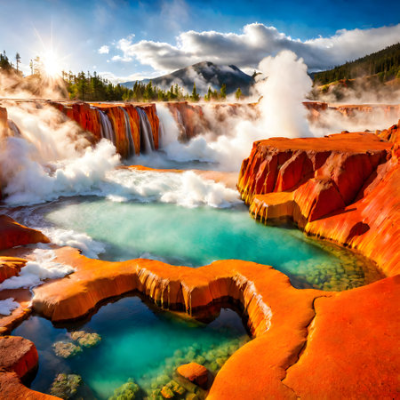 Grand Prismatic Spring, Yellowstone National Park, Wyoming, USA.の素材