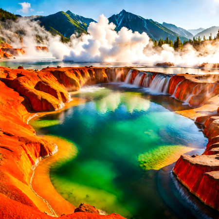 Grand Prismatic Spring in Yellowstone National Park, Wyoming, USA.の素材