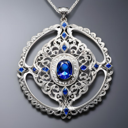 Jewelry pendant with blue sapphire and emeraldの素材