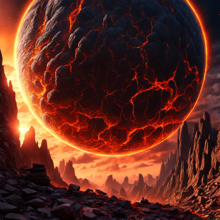 Fantasy alien planet. 3D illustration of a fantasy alien planet.の素材