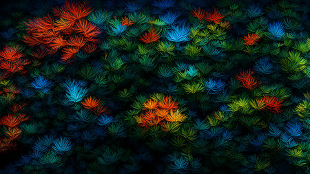 Abstract background of pine branches. Colorful abstract background for design.の素材