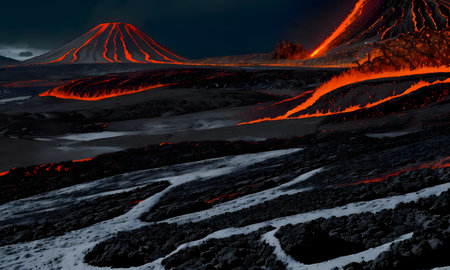 Kilauea volcano in Hawaii Volcanoes National Park, USAの素材