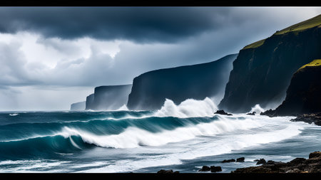 Dramatic seascape of West Fjords, Icelandの素材