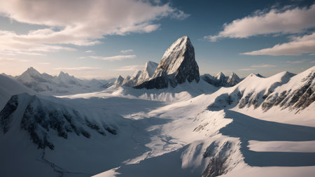 Panoramic view of the snow-capped peaks of the Alpsの素材