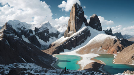 Beautiful panorama of Fitz Roy mountain, Los Glaciares National Park, Argentinaの素材