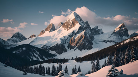 Fantastic winter landscape in the Dolomites, Italy.の素材