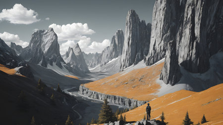 Fantastic panoramic landscape of the Dolomites.の素材