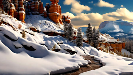 Bryce Canyon National Park in winter, Utah, United States.の素材