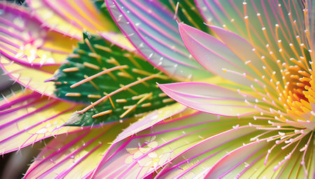 Close-up of colorful cactus. Abstract background for design.の素材