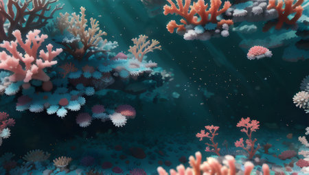 3d render of underwater coral reef with corals and algae.の素材
