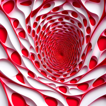 Abstract red spiral background. 3d rendering, 3d illustration.の素材