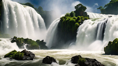Iguazu Falls, Argentina. Iguazu Falls are the largest series of waterfalls in the world.の素材