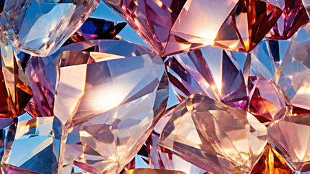 Close up of the broken diamond in the blue sky. Abstract background.の素材