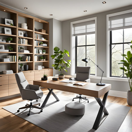 Modern office interior design. 3d rendering. Workplace concept.の素材