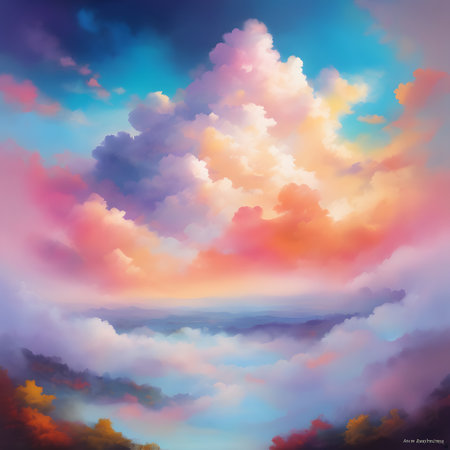 Colorful clouds in the sky. Nature background. Vector illustration.の素材