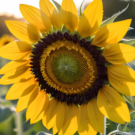 Sunflower close-up in the field. Sunflower natural background.の素材